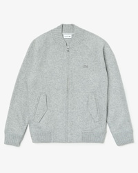 Sweatshirt zipp&eacute; hybride double face en laine m&eacute;lang&eacute;e