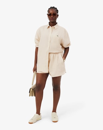 Chemise oversize lin m&eacute;lang&eacute;