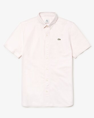 Chemise Lacoste LIVE &agrave; manches courtes en coton Oxford uni