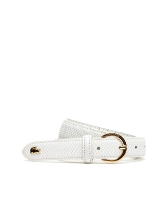 Ceinture en cuir Chantaco boucle ronde grav&eacute;e Lacoste