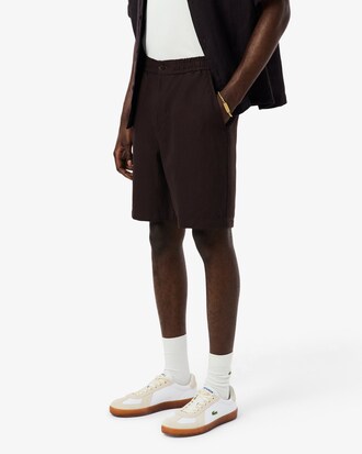 Short regular fit twill de lin m&eacute;lang&eacute;