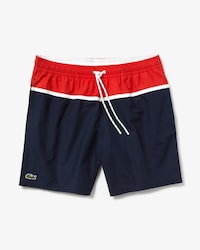 Short de bain en coton m&eacute;lang&eacute; color-block