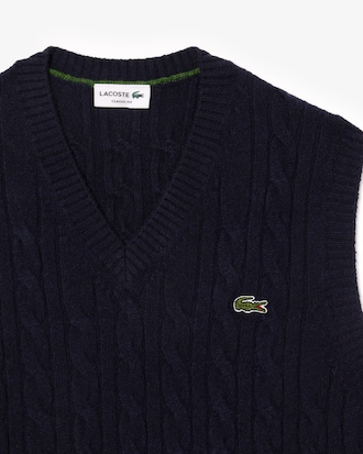 Pull sans manche torsadé en laine cardée