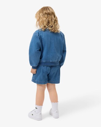 Jupe-short pliss&eacute;e denim