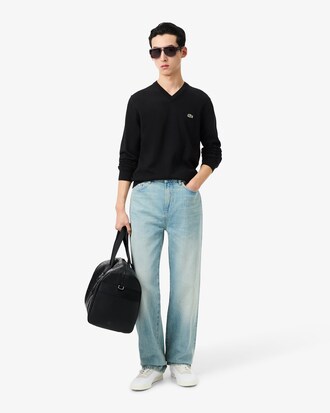 Pull coton uni col V