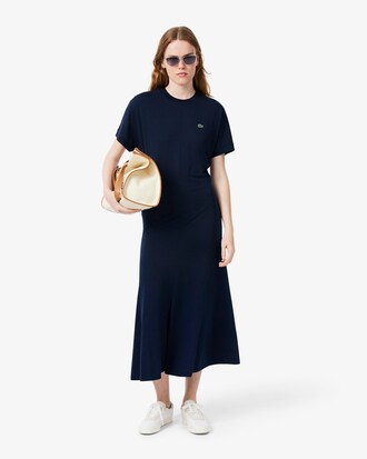 Robe t-shirt longue en Piqu&eacute; fluide
