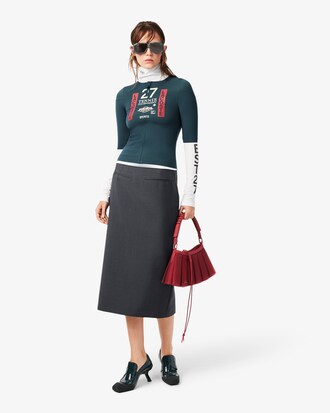 T-shirt col montant stretch imprim&eacute; D&eacute;fil&eacute;