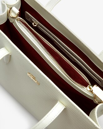 Sac cabas zippé Chantaco double porté en cuir piqué uni