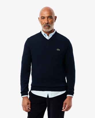 Pull coton uni col V