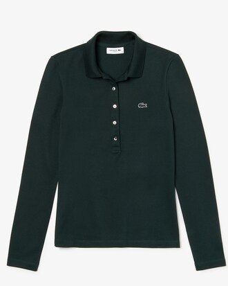 Polo slim fit Lacoste &agrave; manches longues en mini piqu&eacute; stretch