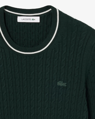 Pull maille torsad&eacute;e d&eacute;tails ray&eacute;s