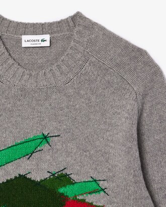 Pull en laine cardée motif crocodile