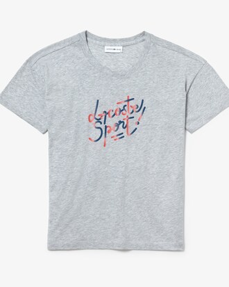 T-shirt col rond Tennis Lacoste SPORT en coton avec marquage dégradé