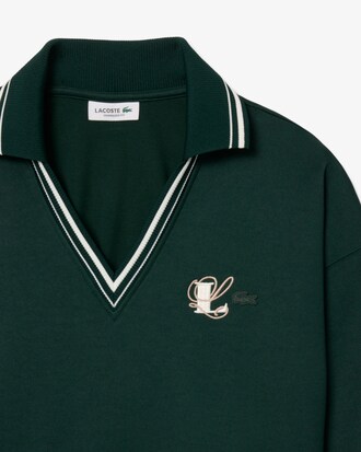 Sweatshirt col polo broderie oversize