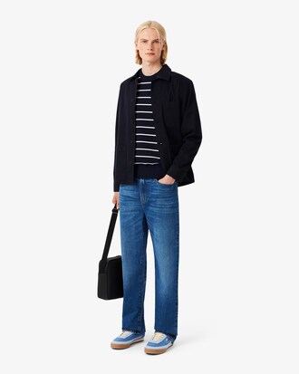 Pull coton rayé col rond