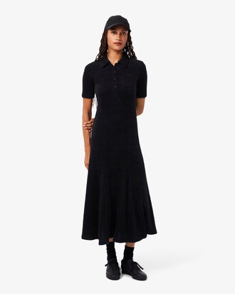 Robe col polo maille c&ocirc;tel&eacute;e duveteuse