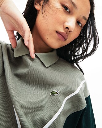 Polo Lacoste Made in France en piqu&eacute; de coton &agrave; motif jacquard