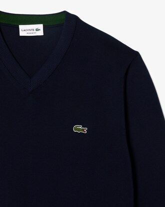 Pull coton uni col V