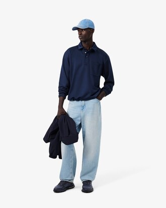 Sweatshirt col polo molleton brod&eacute;