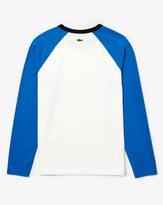 T-shirt unisexe Lacoste LIVE en coton &agrave; manches longues contrast&eacute;es