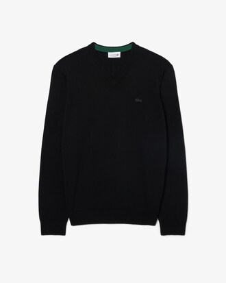 Pull en laine m&eacute;rinos uni col V