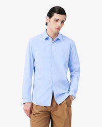 Chemise popeline stretch ray&eacute;e slim fit