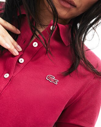 Polo slim fit Lacoste en mini piqu&eacute; de coton stretch uni
