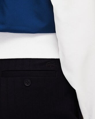 Pantalon coupe droite à pince rayé ton sur ton