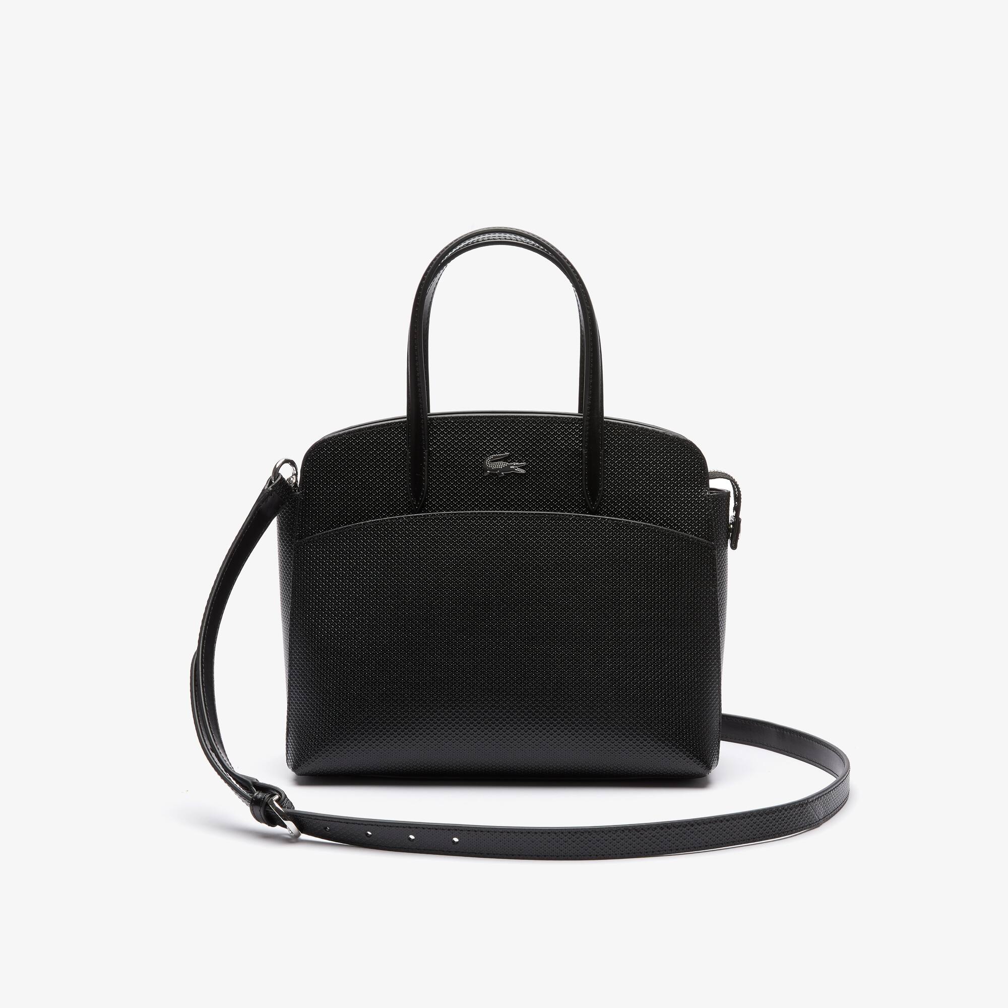 sac lacoste cuir piqué