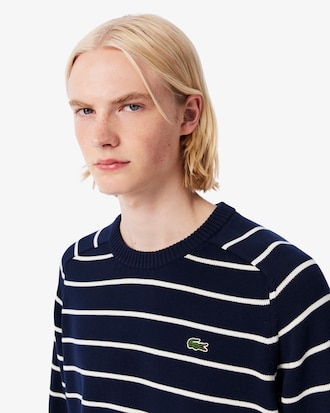 Pull coton rayé col rond