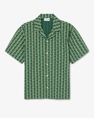 Chemise de pyjama popeline imprim&eacute; monogramme