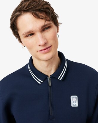 Sweatshirt col polo zipp&eacute; Tennis H&eacute;ritage