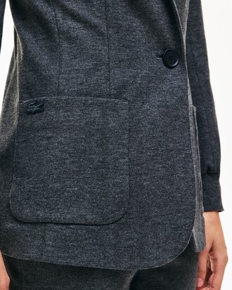 Blazer en maille bross&eacute;e unie avec poches plaqu&eacute;es