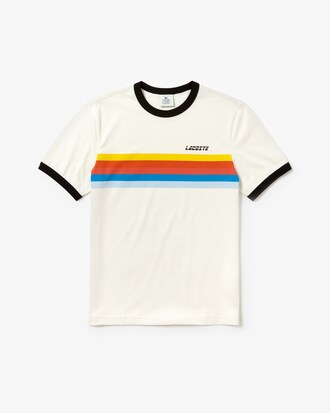 T-shirt col rond Lacoste LIVE en coton rayé arc-en-ciel