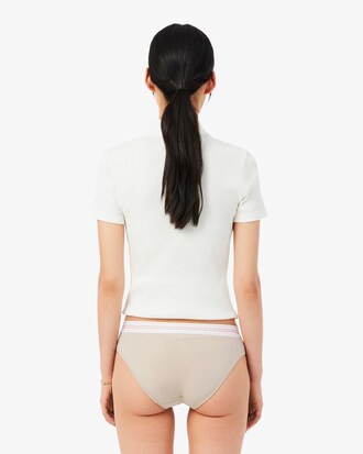 Culotte coton stretch ceinture contrast&eacute;e