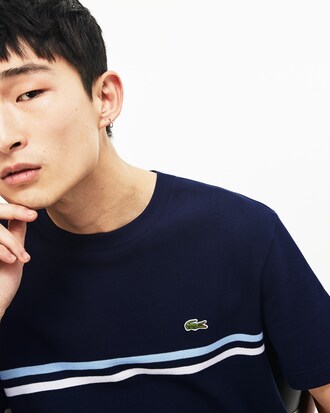 T-shirt col rond Made in France en coton à rayures tricolores