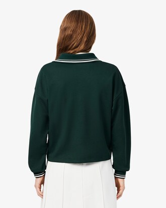 Sweatshirt col polo broderie oversize