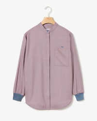 Chemise col mao loose fit imprimée à carreaux