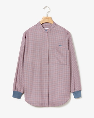 Chemise col mao loose fit imprim&eacute;e &agrave; carreaux