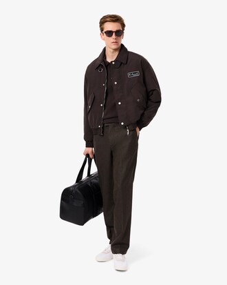 Pantalon straight fit laine &agrave; chevrons