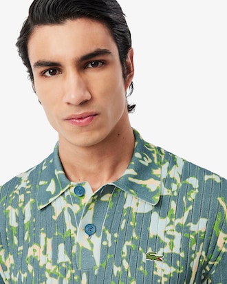Pull col polo manches courtes graphique