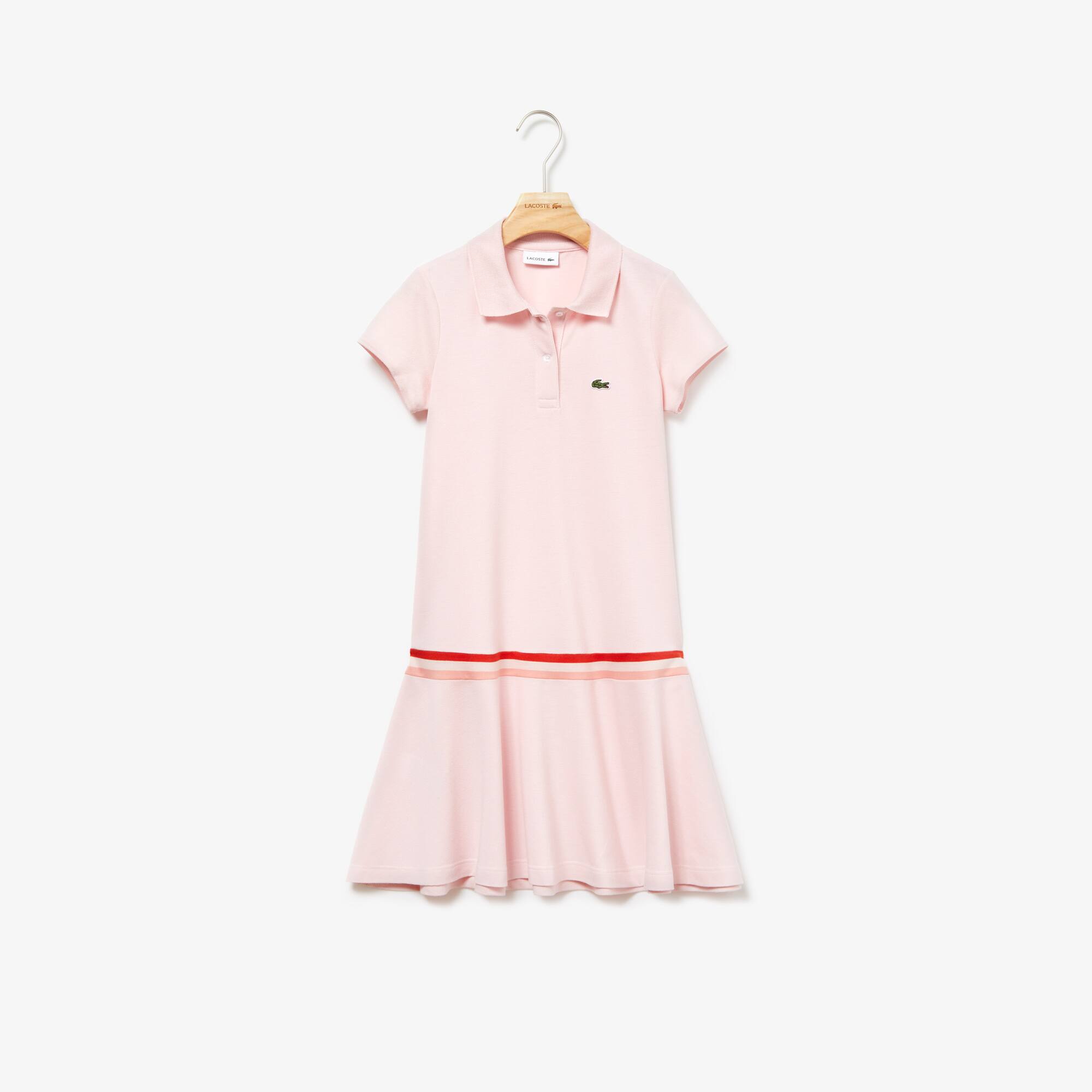 Polo De Bande Tricolore Volantée Petit Coton Piqué Robe En Et Uni Ud6Of6wqS