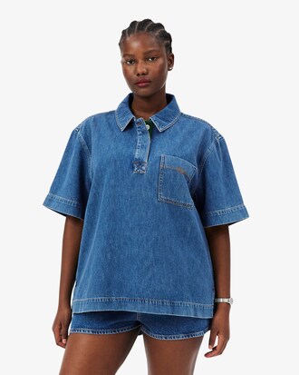 Polo oversize denim l&eacute;ger