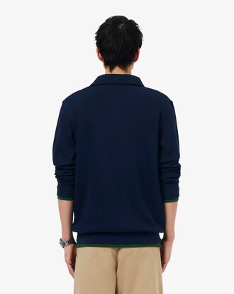 Sweatshirt col polo coton c&ocirc;tel&eacute;
