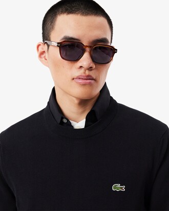 Pull coton uni col rond