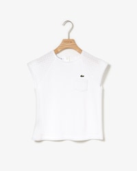 Top en piqué avec empiècement broderie anglaise