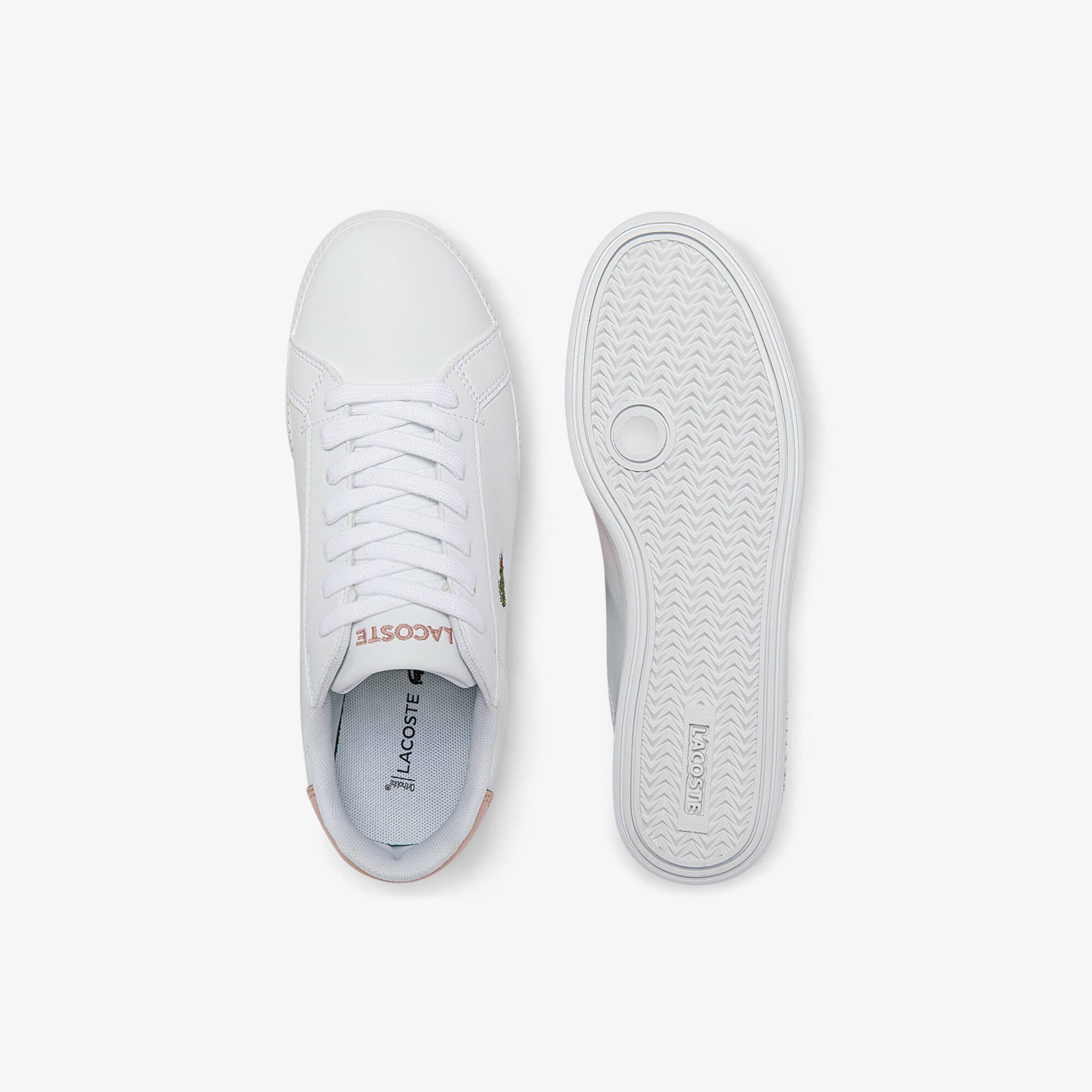 Sneakers Femme | Lacoste Sneakers Graduate Cap en cuir et synthétique  Blanc/Rose ~ Bechu Deroche