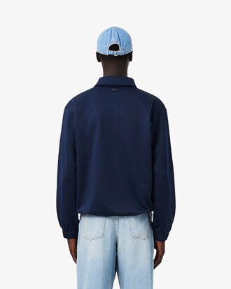 Sweatshirt col polo molleton brod&eacute;