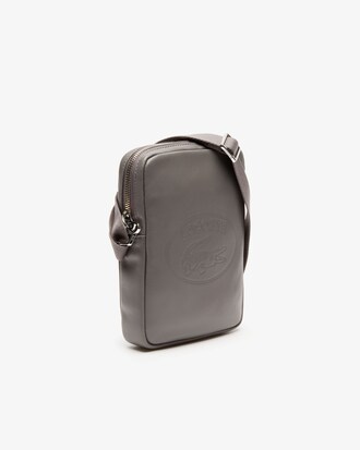 Sacoche verticale L.12.12 cuir Casual avec marquage embossé