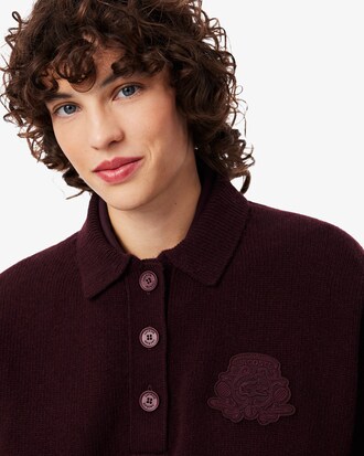 Pull col polo laine blason brod&eacute;
